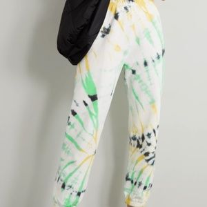 SPRWMN Faded Green Tie Dye Logo Sweatpants. Size Large